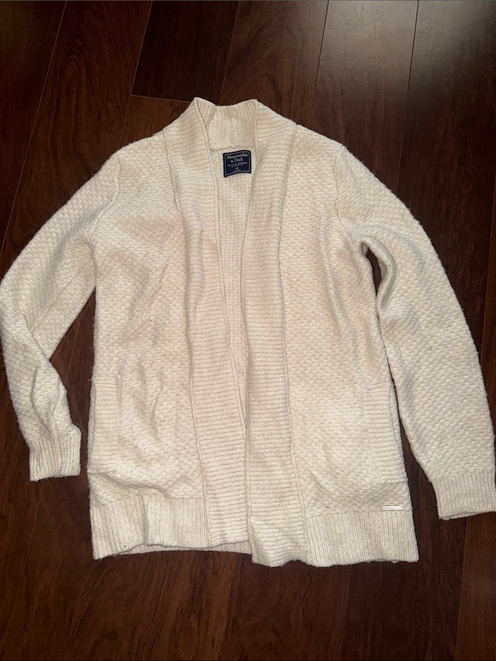 Abercrombie & Fitch Cream Open-Front Cardigan Sweater